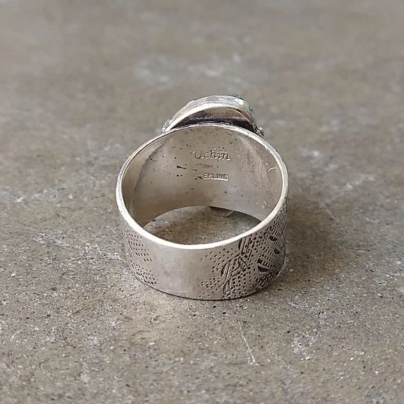 Vintage Sterling Silver Ring Size 12 Meteorite Modern Abstract Avant Garde